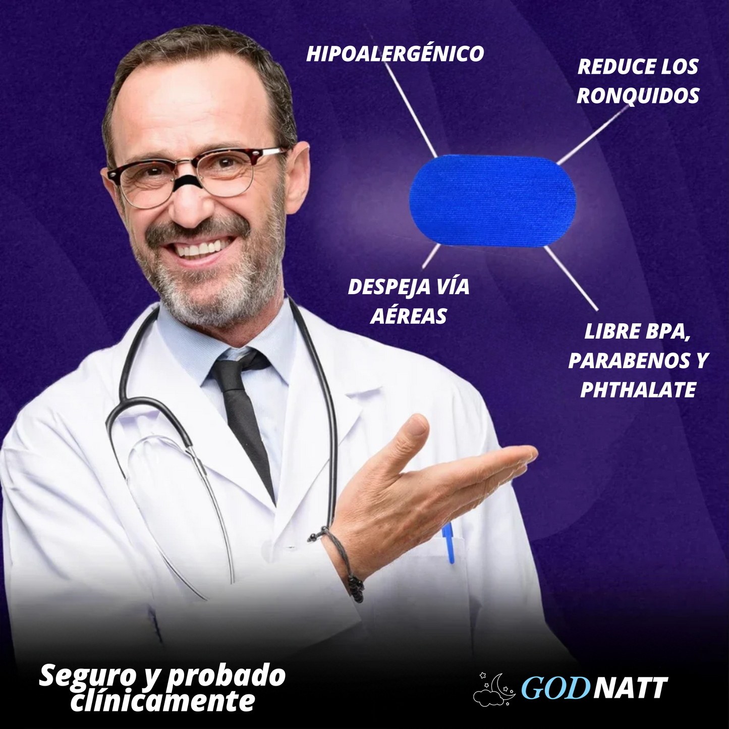 GodNatt™- Cintas Bucales Antironquidos 60 unidades