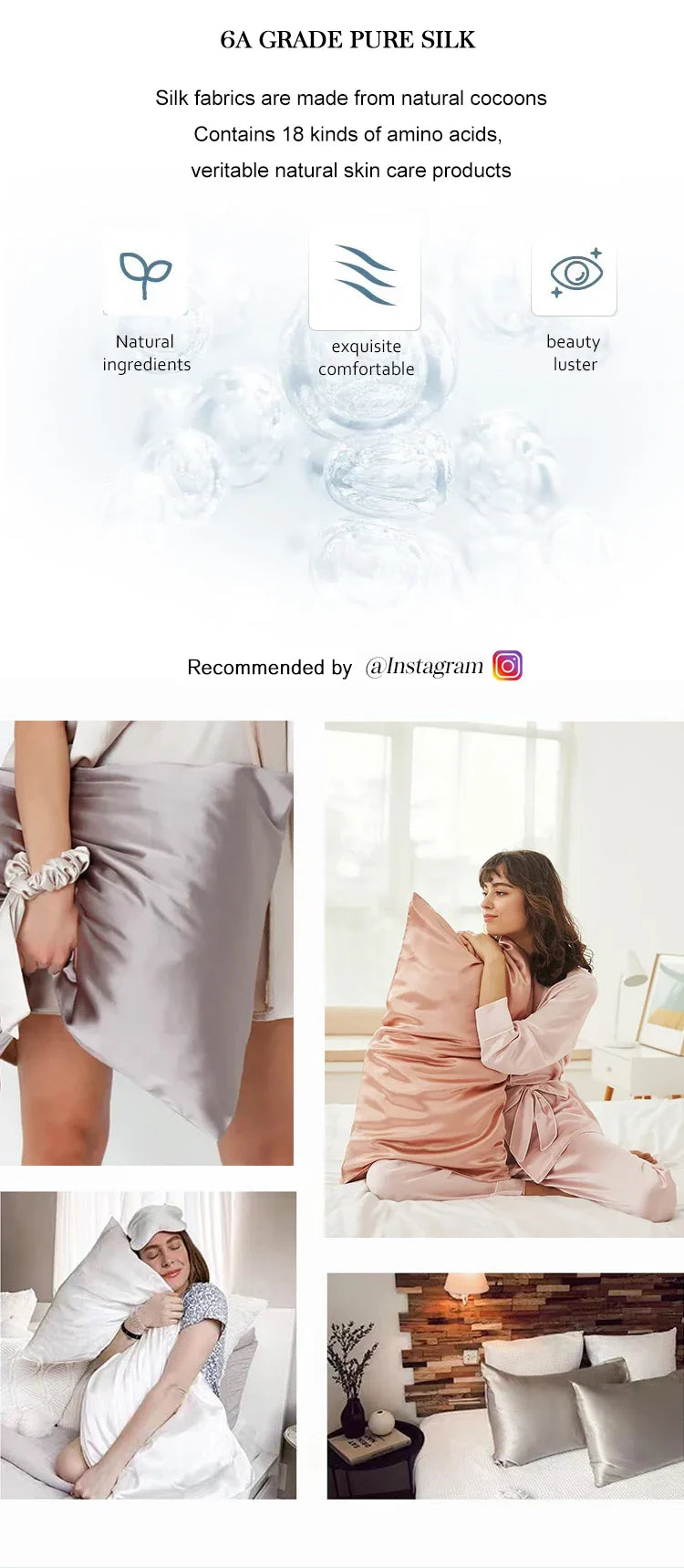 Godnatt- Funda de Seda 100% Mulberry de 19 Mommes Una Cara